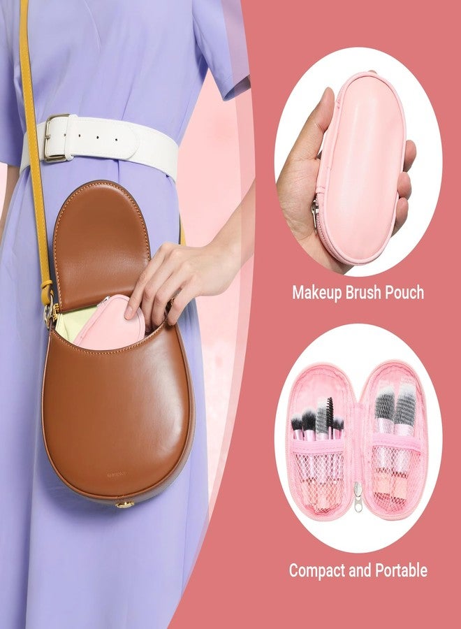 Rimoev 10 Pcs Mini Travel Makeup Brush Set with Pouch, Foundation, Eyeshadow, Blush, Highlighter, Angled Brow & Mascara Brushes - Soft Synthetic Fiber Brushes for On-The-Go & Daily Makeup (Pink) - Image 4